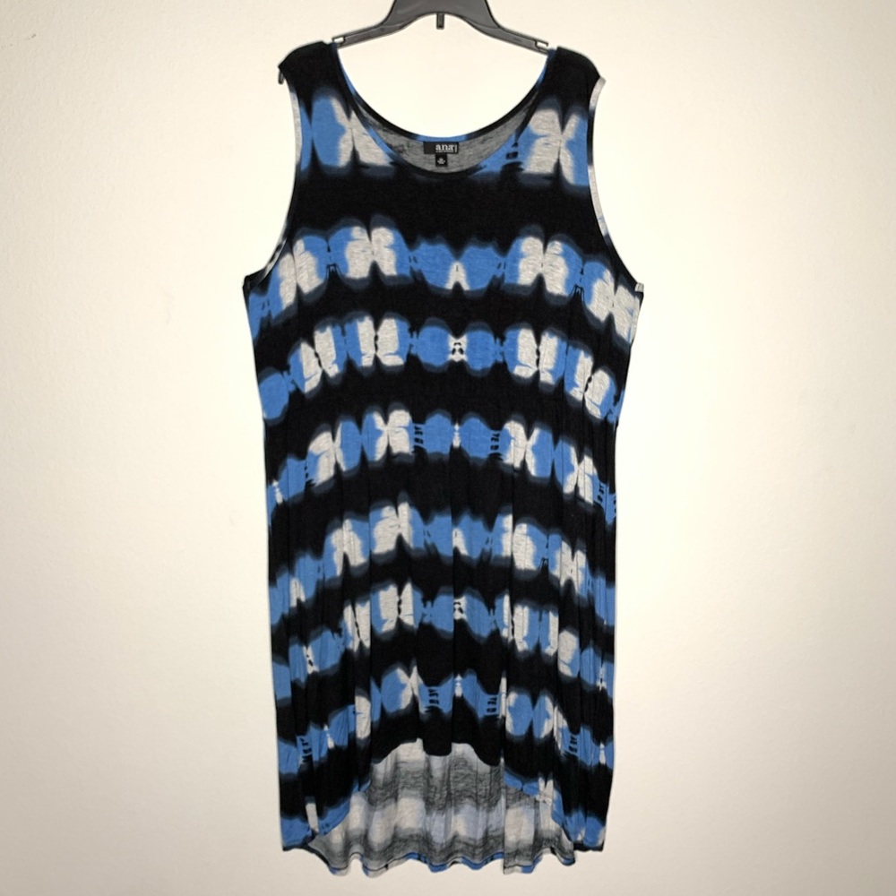 a.n.a blue black tie dye hi-lo summer dress 3X